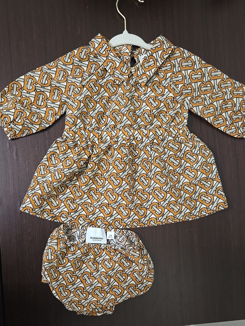 Burberry Orange Monogram Print Dress
